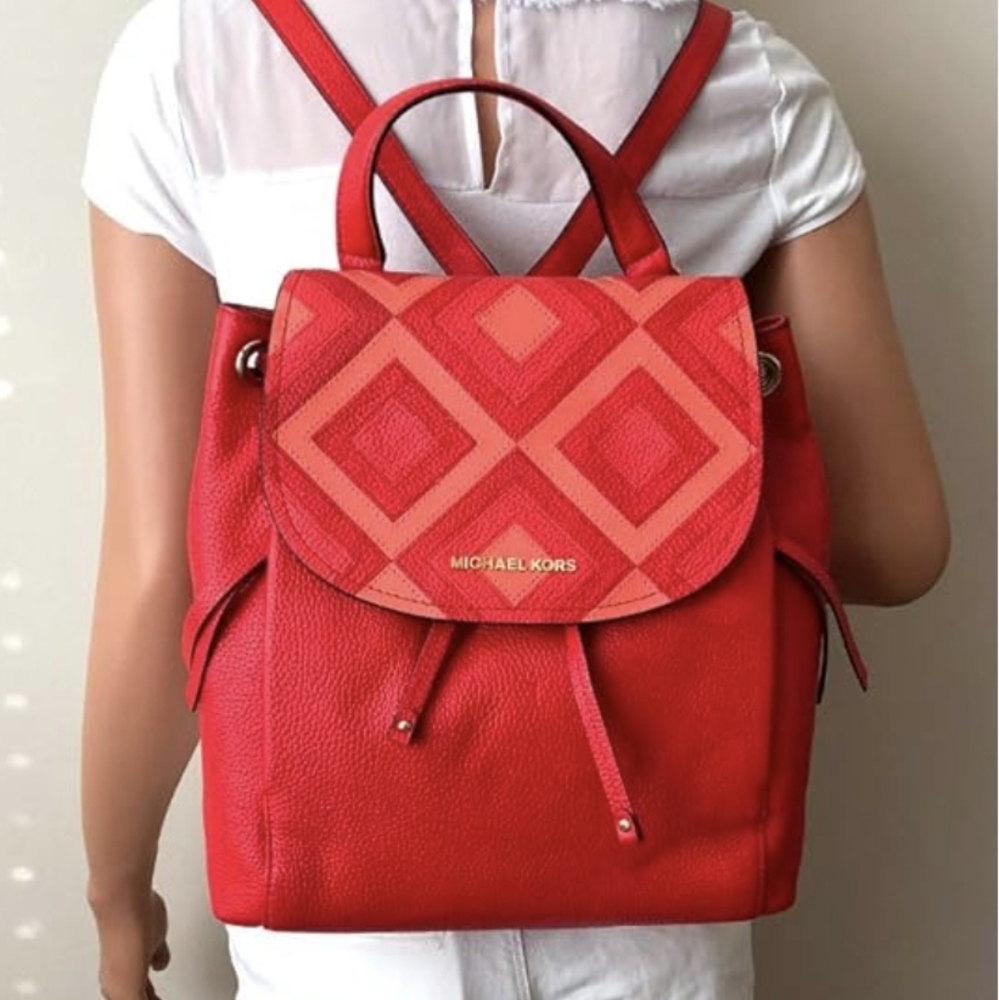 Michael Kors Red Riley Backpack